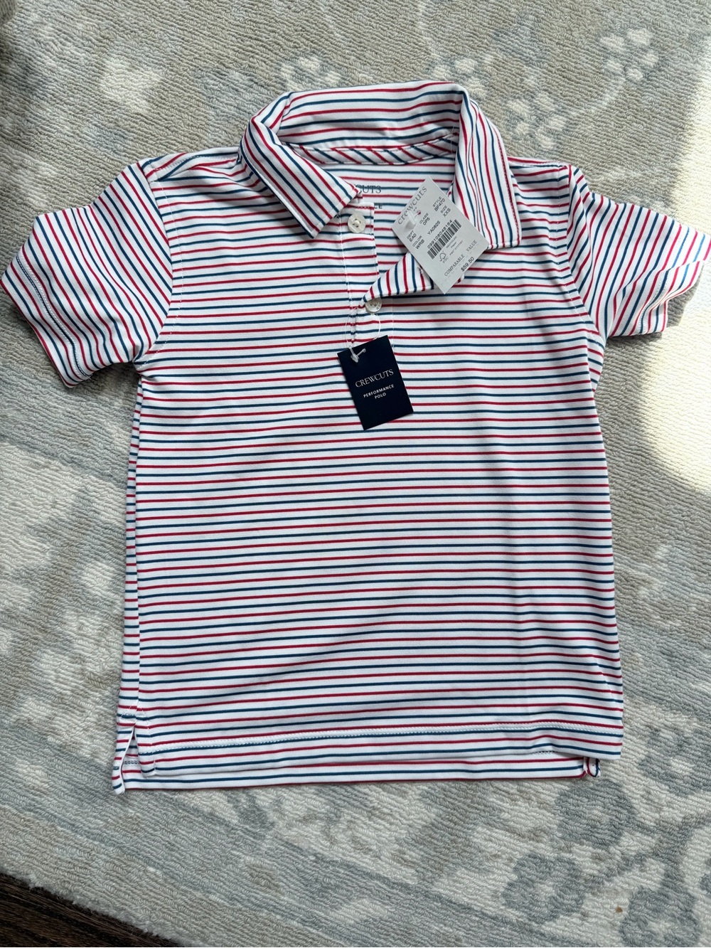 Crewcuts White Polo with Red and Blue Stripes